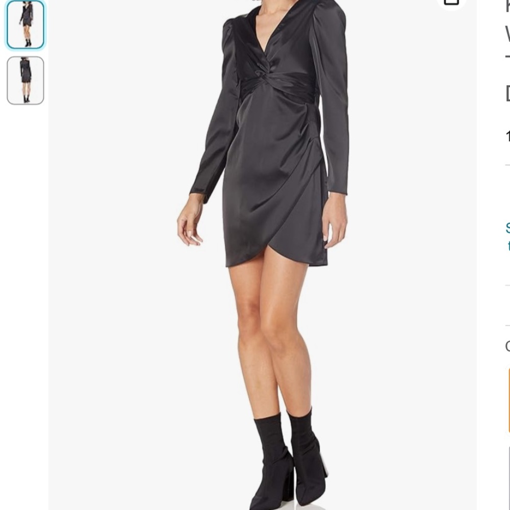 KENDALL + KYLIE Women's Twist Tie Waist Satin Dress Black SZ Medium Brand New